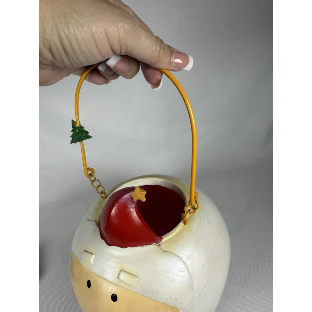Vintage Christmas Santa Claus Candy Dish Ceramic Bowl Bucket 2003 Holiday